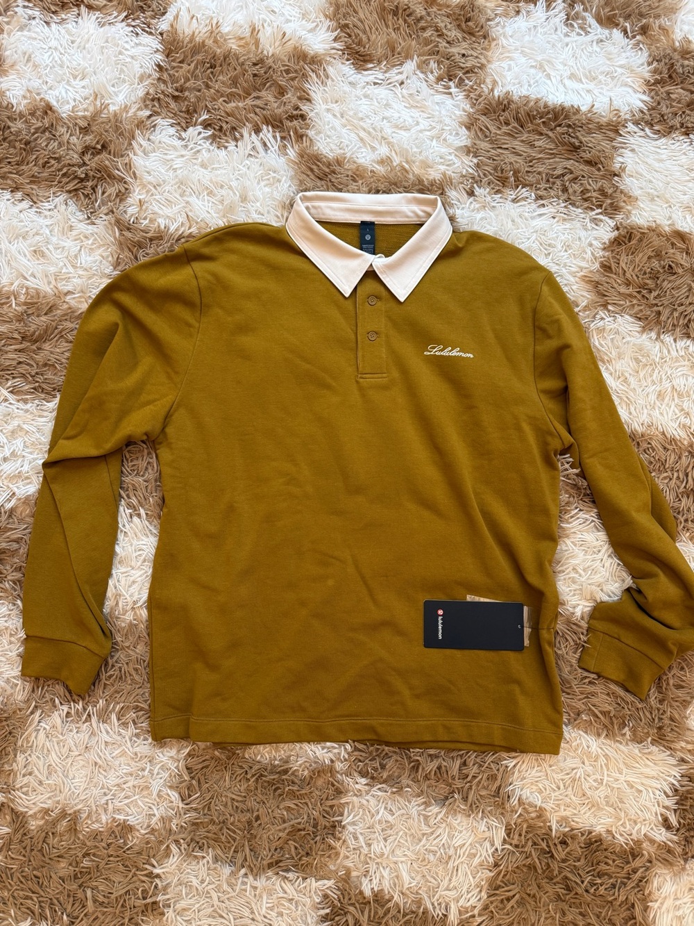 lululemon athletica Long-Sleeve Polo with Cream Collar L